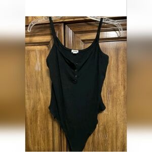Garage Black Ribbed Bodysuit • Women’s Medium • Button Front Cami Style